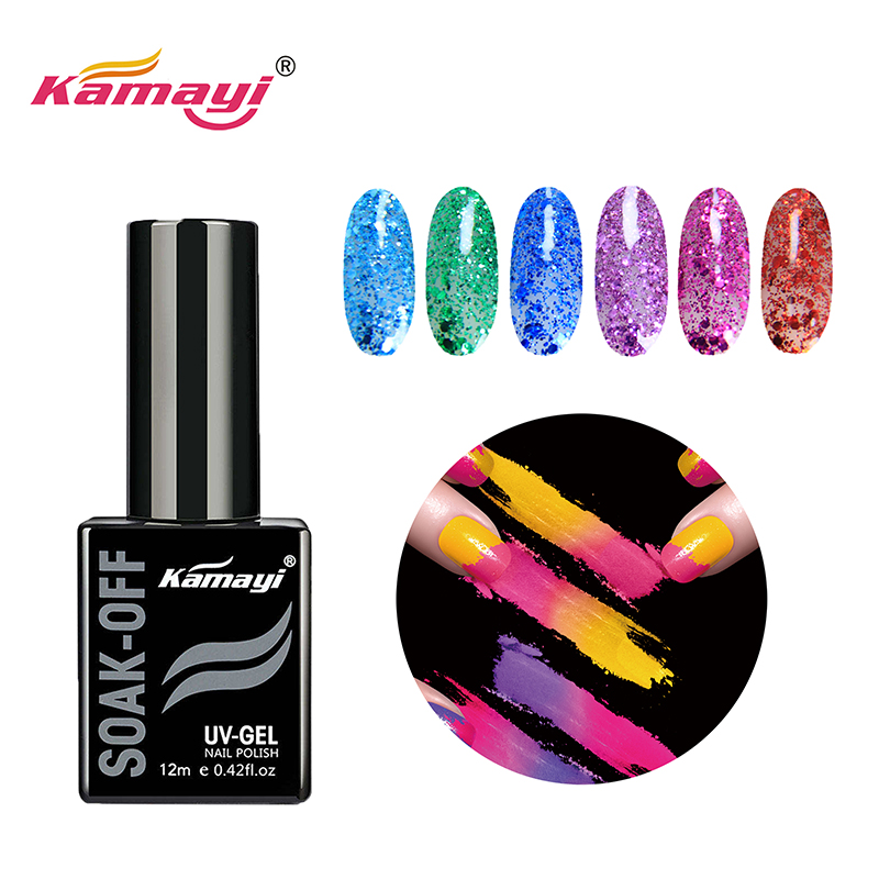 Kamayi hoge kwaliteit fabrieksprijs nail art groothandel kamayi 400 kleuren losweken uv nagelgel poetsmiddelen Pailletten gellak